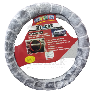 CAPA DE VOLANTE - PELÚCIA CINZA