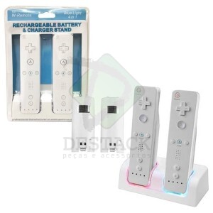 CARREGADOR BASE DOCK WII + 2 PACK BATERIA 2800 MAH RECARREGAVEL